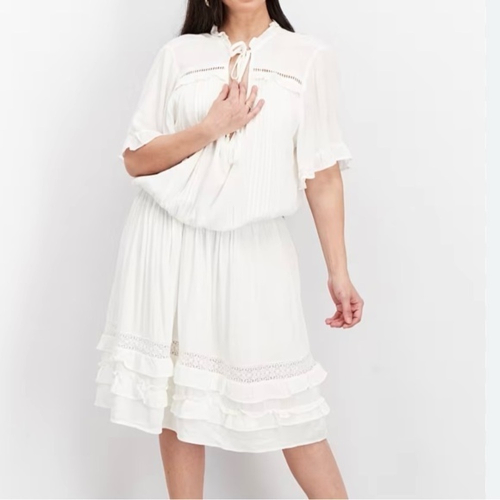 Starling Reine size XXL white elastic waist over the knee dress